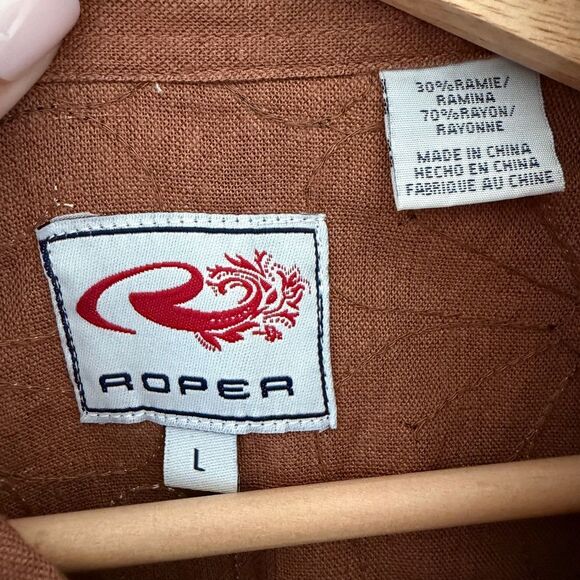 Roper Sequin Daisy Floral Brown Country Western Button Down Shirt Sparkle Size L - Picture 3 of 10